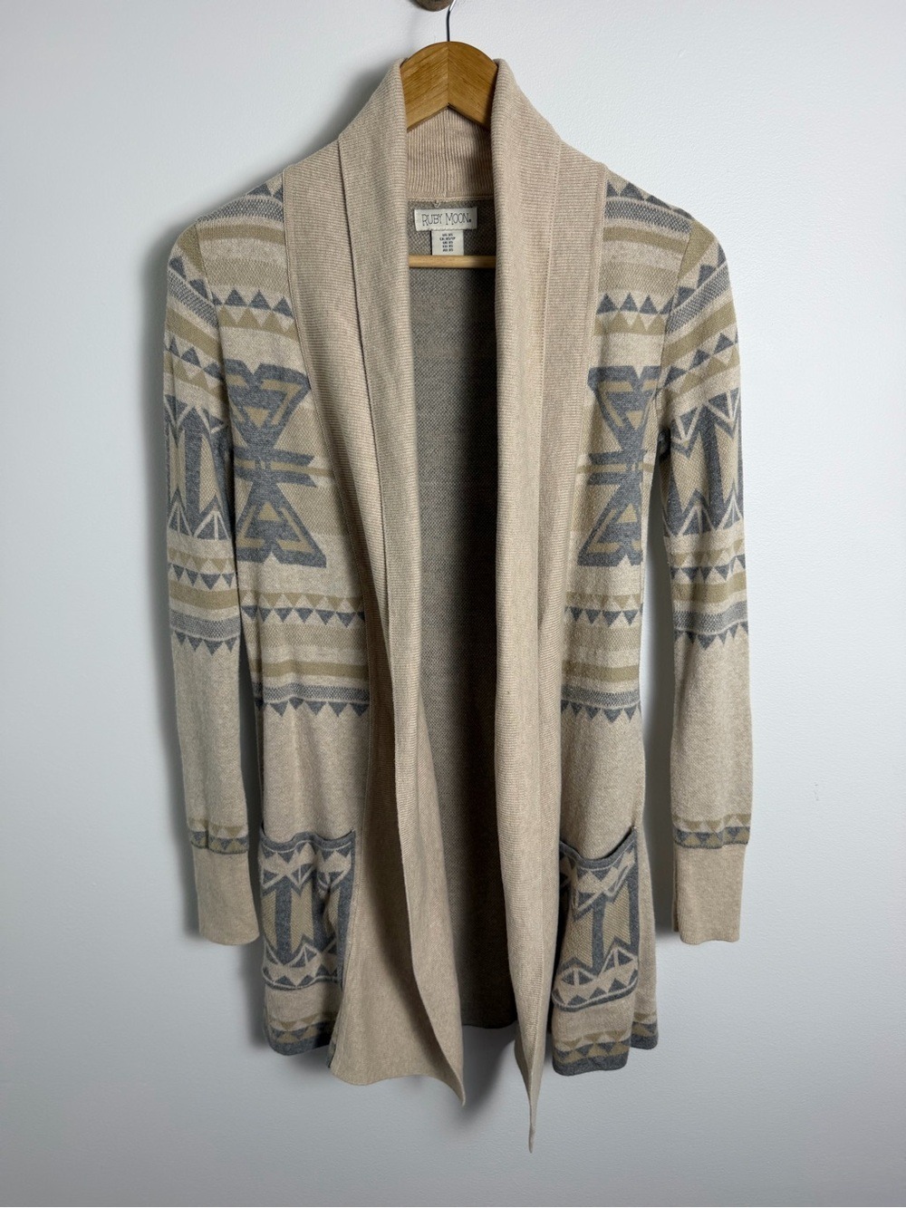 Southwestern Geometric Longline Cardigan Cotton XS